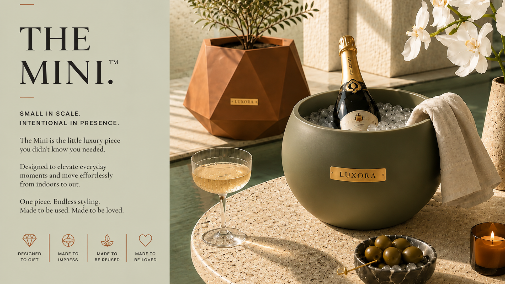 The Signature™ Luxury Fiberglass Planter + Hidden Umbrella Base